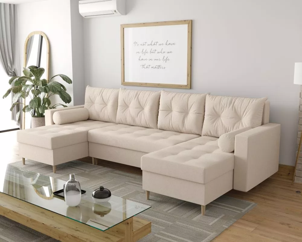 Dīvāns Skandi U standard · Krēma · 145 × 300 × 88 cm