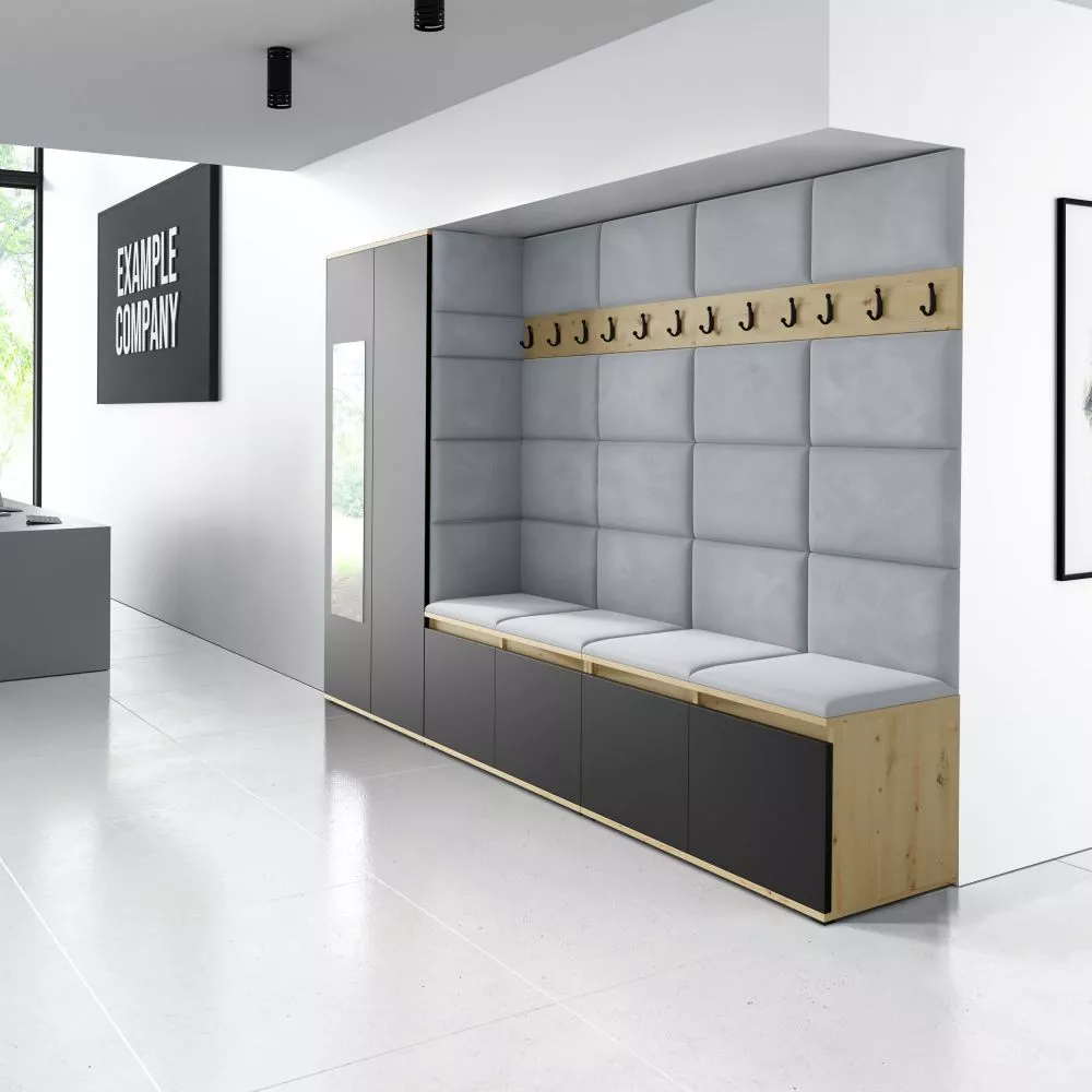 Apavu plaukts Emi 9 Trinity Korpusa krāsa: ozols artisan + melns, · 290 × 185 × 40 cm