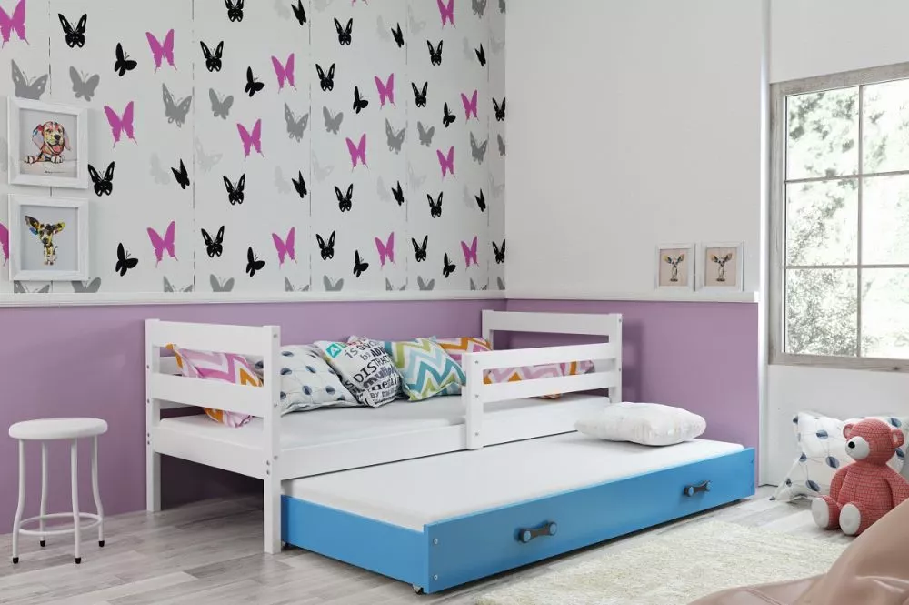 Bērnu gulta Eryk Trundle White ar stelāžām Guļamvietas platums: 80 cm, Guļamvietas garums: 190 cm, · 87 × 196 × 77 cm