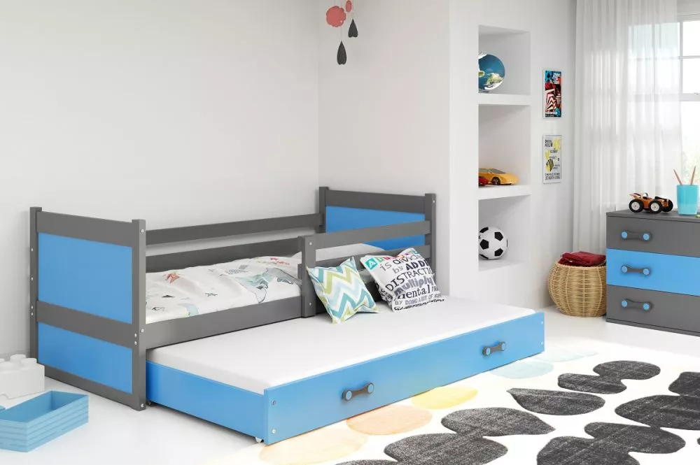 Bērnu gulta Rico Trundle Graphite ar stelāžu Guļamvietas platums: 80 cm, Guļamvietas garums: 190 cm, · 87 × 195 × 73 cm