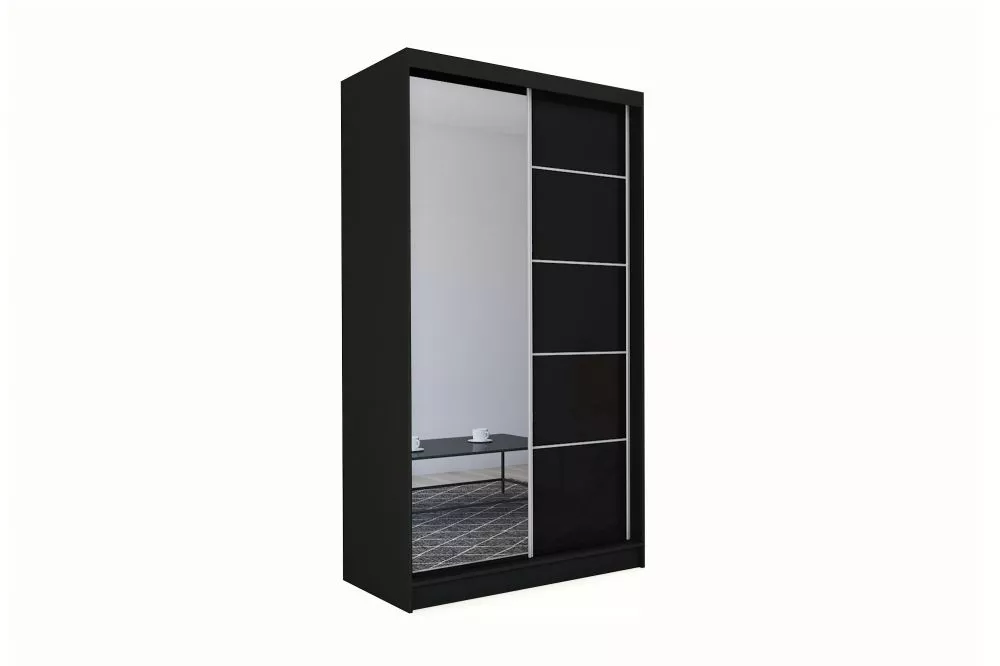 Skapis Makira ar LED · Melns · 150 × 61 × 216 cm