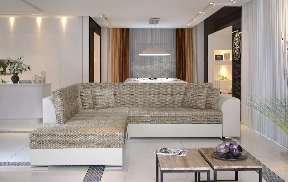 Dīvāns Pieretta Standard · Gaiši brūns + krēma · 205 × 260 × 80 cm