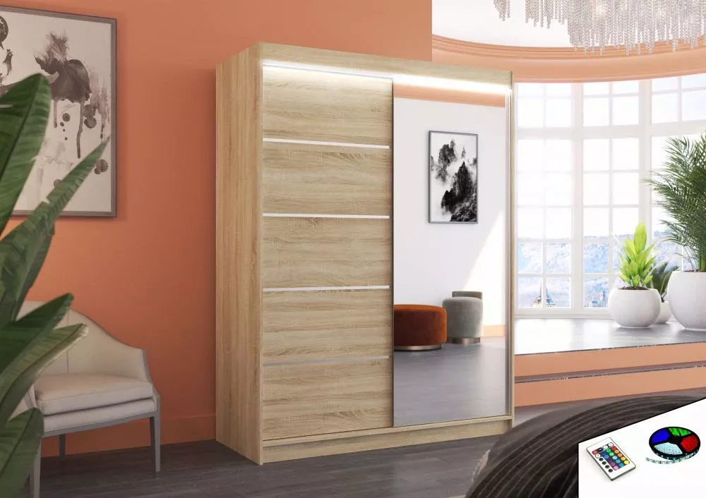 Skapis Limbo ar LED · Sonoma · 150 × 58 × 200 cm