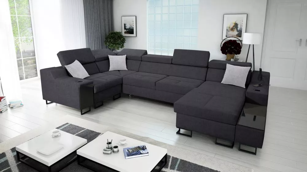 Dīvāns Alicante 4 Mini Standard · Tumši pelēks · 211 × 342 × 81 cm