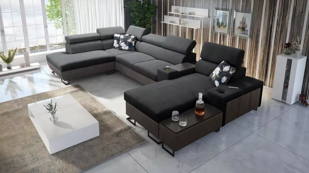 Dīvāns Melody 5 Premium Standard · Grafīts · 220 × 375 × 84 cm