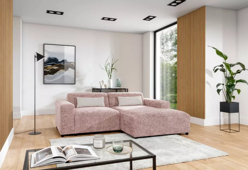 Dīvāns Roma Corner Standard · Rozā · 165 × 240 × 75 cm