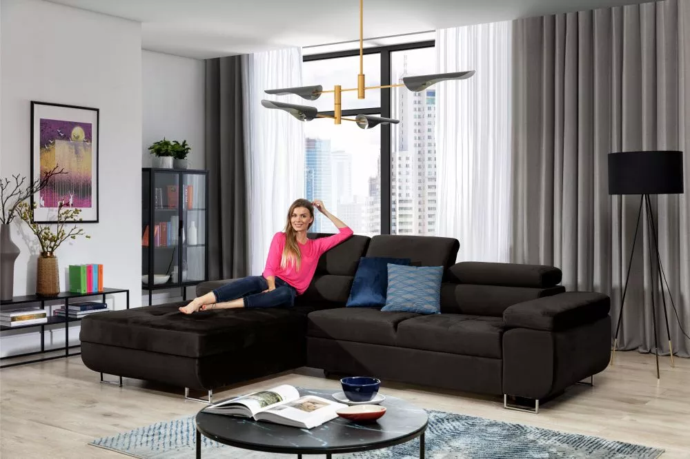 Dīvāns Annabelle L 2 Standard · Tumši brūns · 201 × 277 × 76 cm