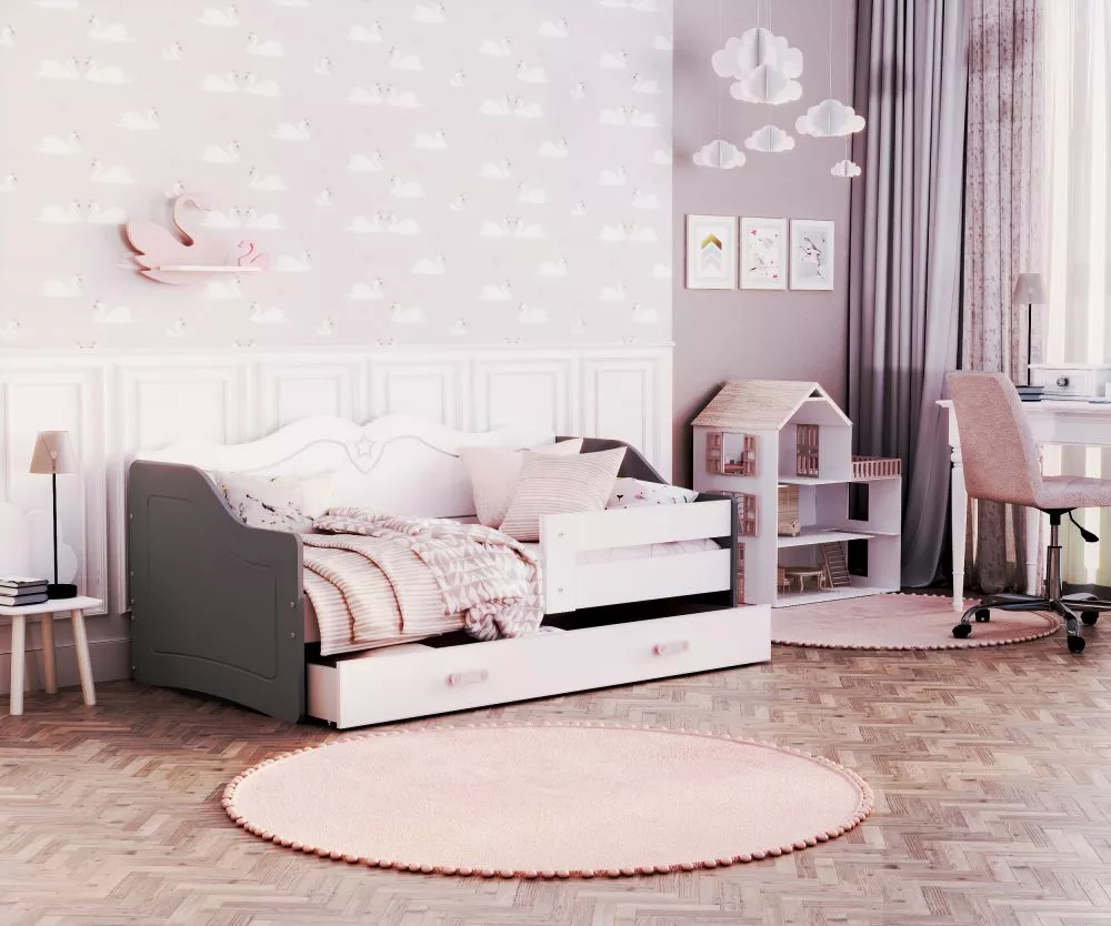 Bērnu gulta Lili ar stelāžu Guļamvietas platums: 80 cm, Guļamvietas garums: 160 cm, · 85 × 163 × 65 cm