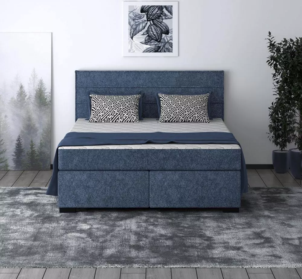 Gulta Mauro Standard ar stelāžu Guļamvietas platums: 180 cm, Guļamvietas garums: 200 cm, stelāžas tips: koka, · Zila · 1