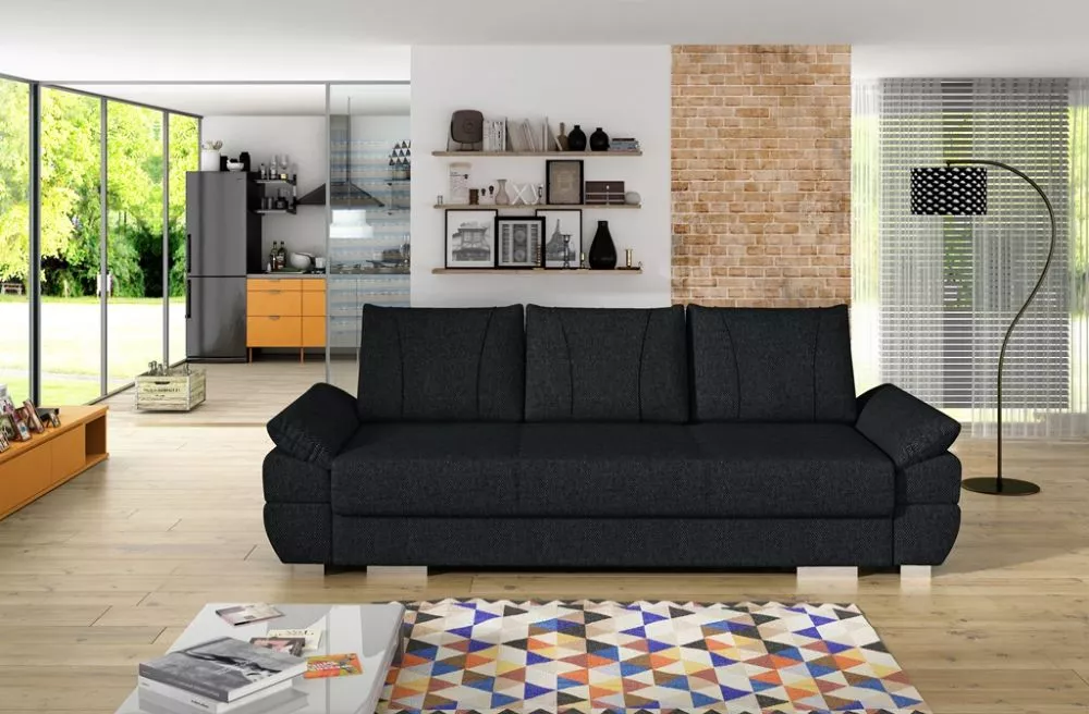 Dīvāns Benita Standard · Melns · 109 × 250 × 93 cm