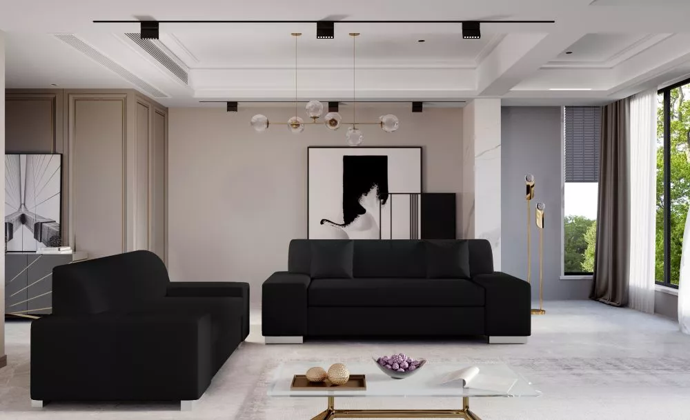 Komplekts Porto 3S+2S Premium standard · Melns · 90 × 210 × 98 cm