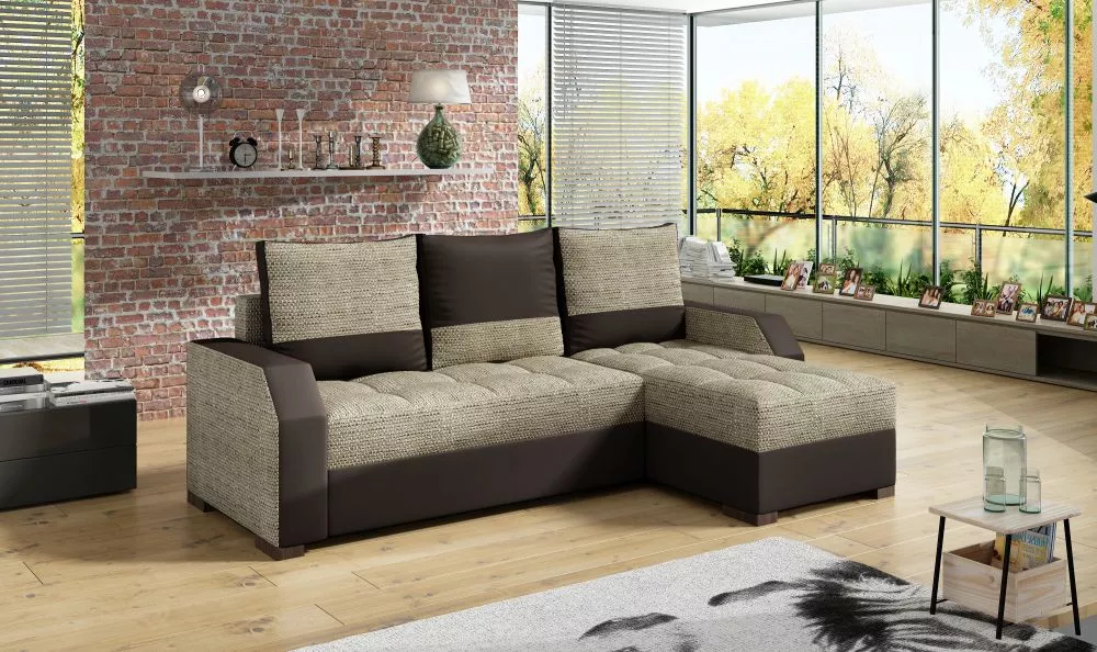 Dīvāns Aris standard · Bēšs + tumši brūns · 150 × 250 × 90 cm