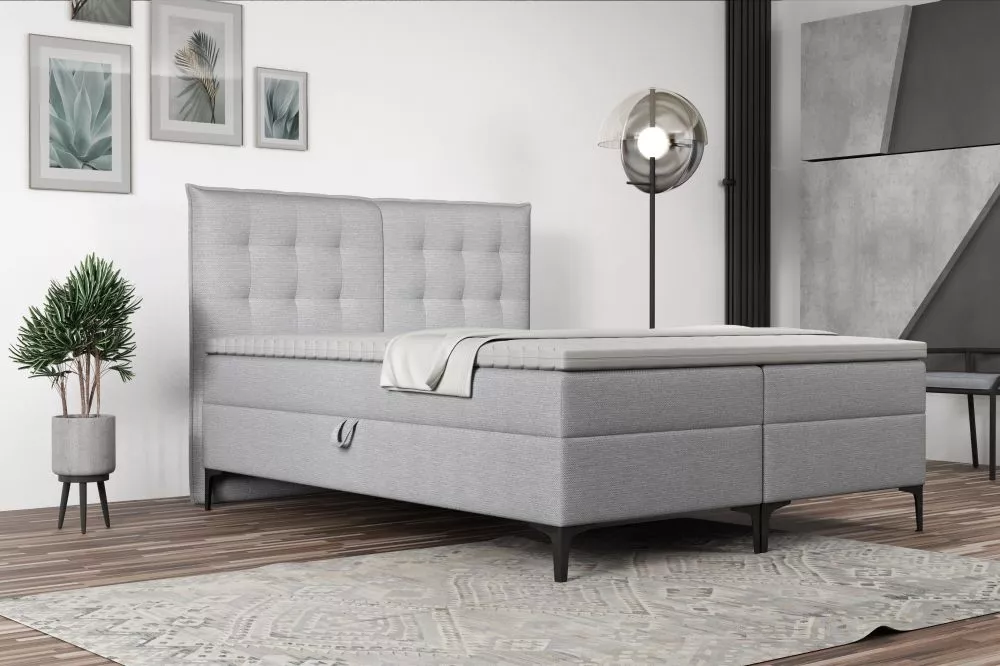 Gulta Modesto Boxspring Standard Guļamvietas platums: 180 cm, Guļamvietas garums: 200 cm, · Gaiši pelēks · 180 × 212 × 1
