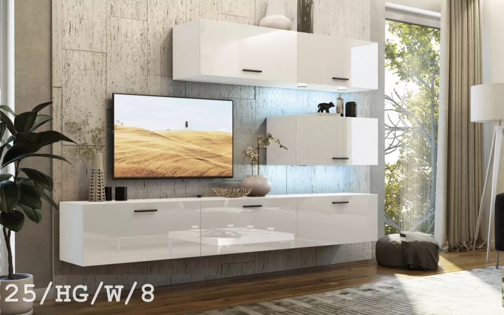 Sekcija Concept 25 ar LED · Balts · 249 × 35 × 171 cm