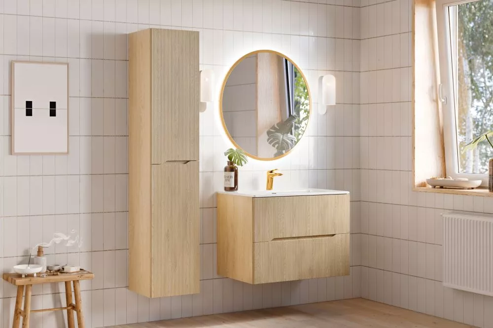 Vannas istabas komplekts Nordic Cremona 7 ar LED · Ozols kremona · 170 × 46 cm