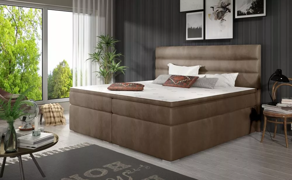 Gulta Softy Standard Guļamvietas platums: 180 cm, Guļamvietas garums: 200 cm, · Gaiši brūns · 182 × 207 × 122 cm