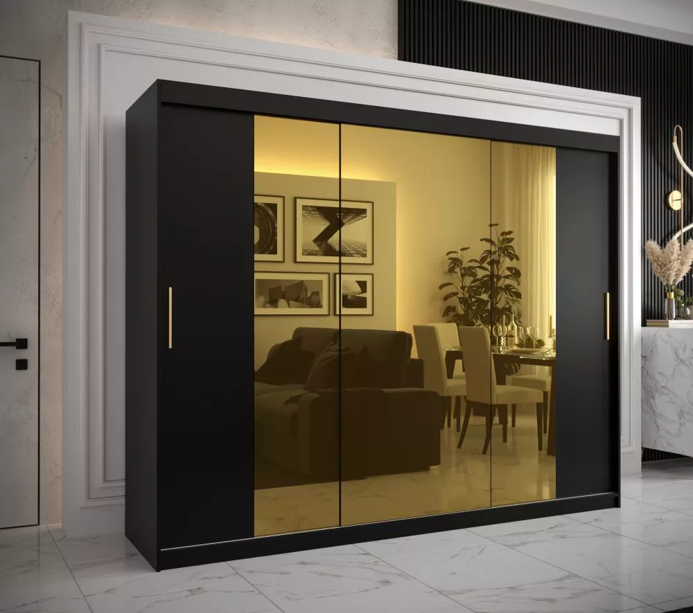 Skapis Golden T2 · Melns · 250 × 62 × 200 cm