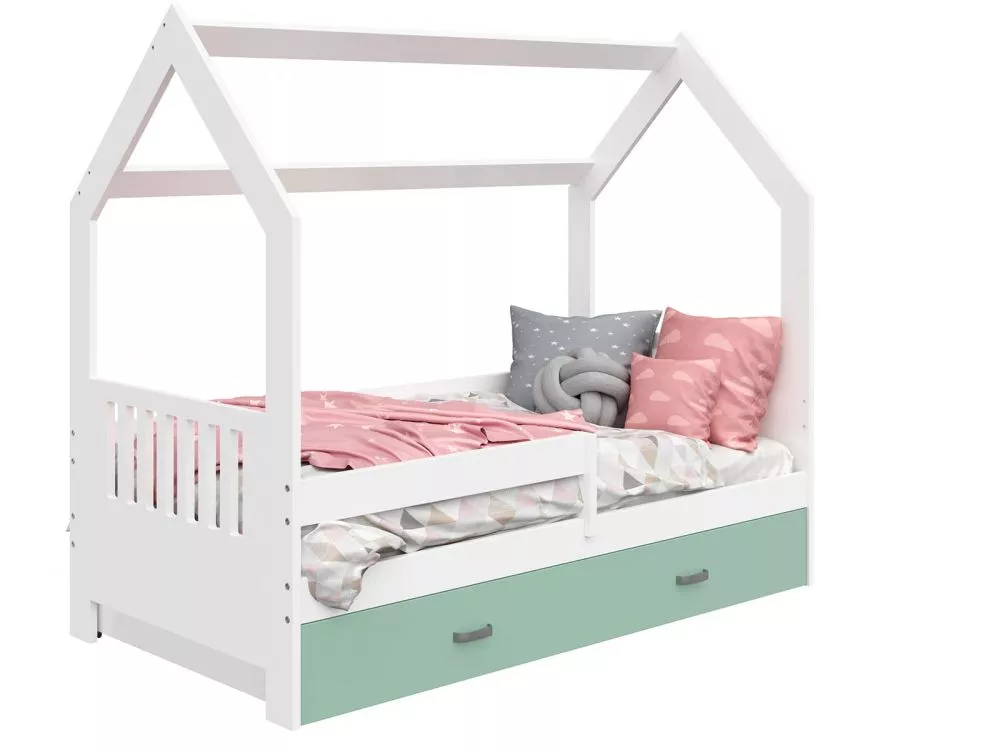 Bērnu gulta Domek D3-E ar stelāžu Guļamvietas platums: 80 cm, Guļamvietas garums: 160 cm, · 87 × 164 × 144 cm