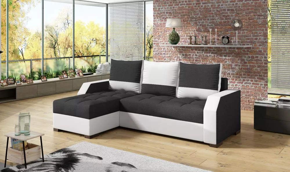 Dīvāns Aris standard · Melns + balts · 150 × 250 × 90 cm