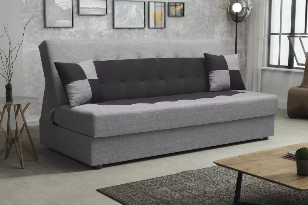 Dīvāns Polo Standard · Pelēks + melns · 80 × 192 × 96 cm