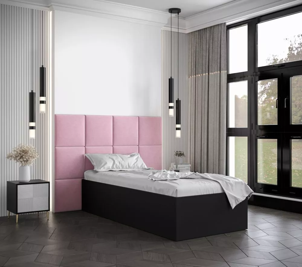 Gulta Bella 4 ar stelāžu Guļamvietas platums: 90 cm, Korpusa krāsa: melns, Guļamvietas garums: 200 cm, stelāžas tips: ko