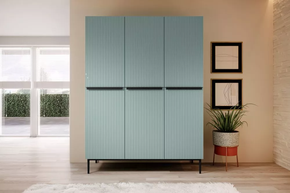Skapis Nicole SZ150 3D2SZ Black · Gaiši zils · 150 × 62 × 220 cm