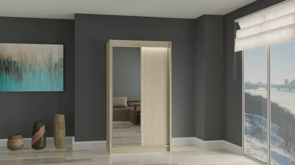 Skapis Patti ar LED · Sonoma · 120 × 61 × 216 cm