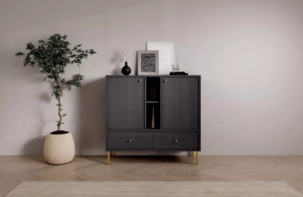 Kumode Tili K2D2S2P · Melns · 100.2 × 40.8 × 95 cm