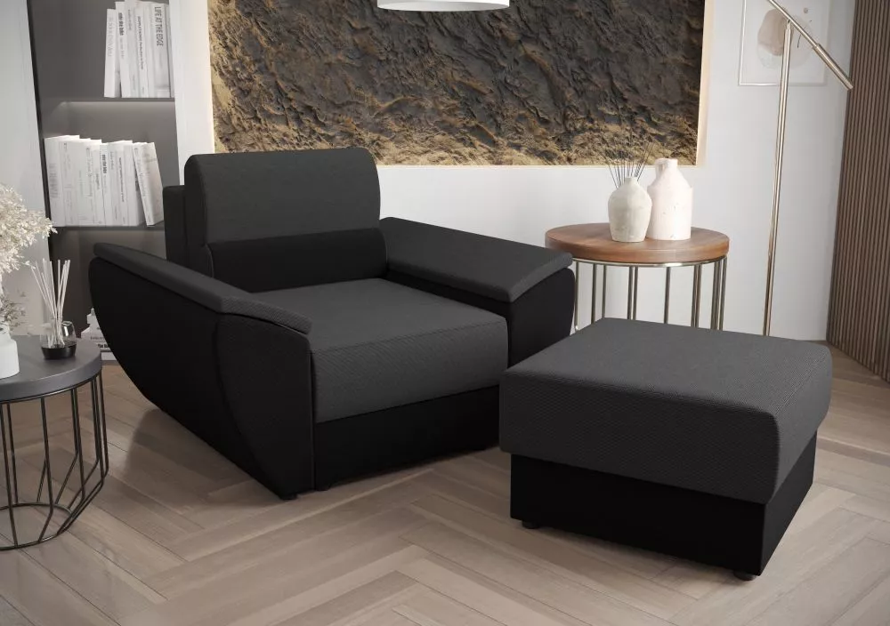 Komplekts Rebi 1S+P Standard · Tumši pelēks + melns · 80 × 120 × 78 cm