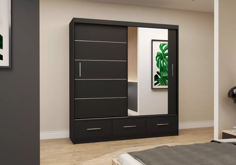 Skapis Florence · Melns · 204 × 61 × 218 cm