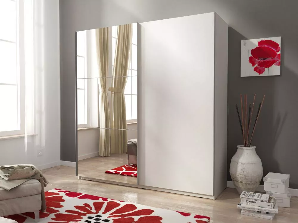 Skapis Mika 2 · Balts · 150 × 63 × 214 cm