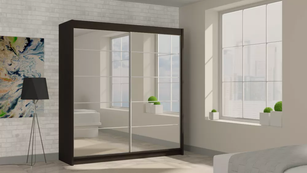 Skapis Flores ar LED · Venge · 200 × 61 × 216 cm