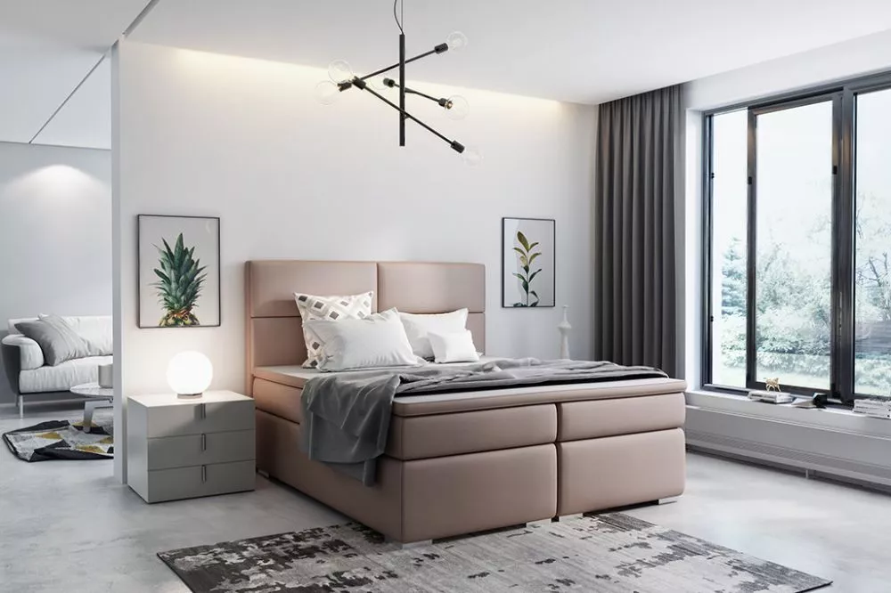 Gulta Vivaldi Boxspring Standard Guļamvietas platums: 160 cm, Guļamvietas garums: 200 cm, · Gaiši brūns · 170 × 206 × 12
