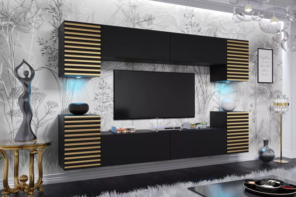Sekcija Sigma ar LED · Melns · 240 × 35 × 170 cm