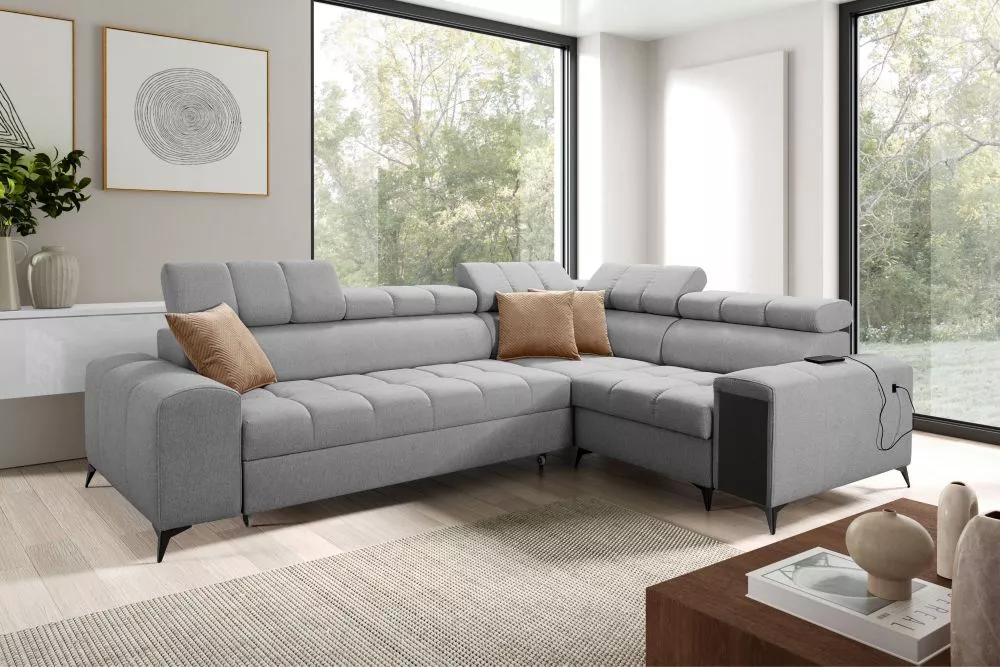 Dīvāns Greco 2 Comfort Standard · Pelēks · 204 × 280 × 84 cm