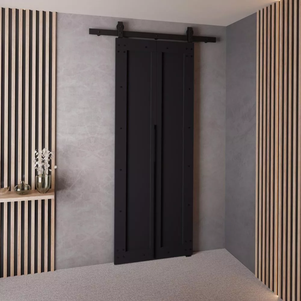 Bīdāmās durvis Qudio Loft-2 · Melna · 76 × 205 cm