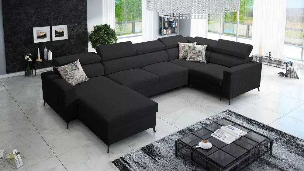 Dīvāns Baltico 5 Mini Premium Standard · Melns · 198 × 334 × 83 cm