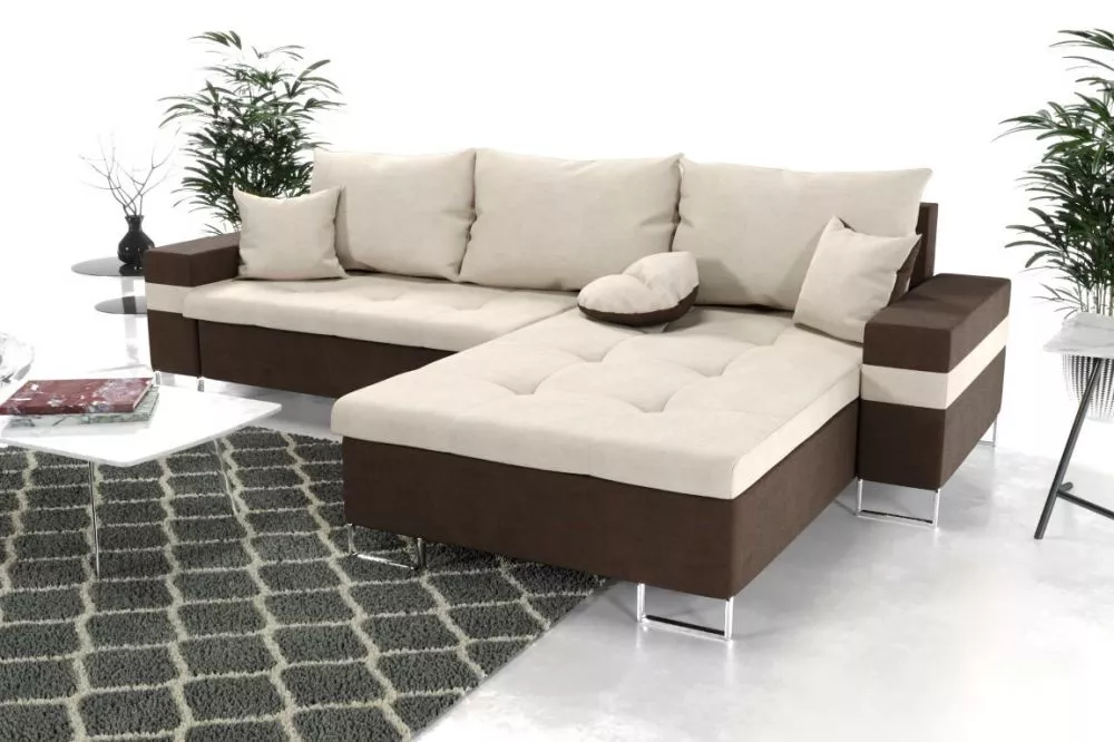 Dīvāns Oss Standard · Krēma + brūns · 142 × 255 × 76 cm