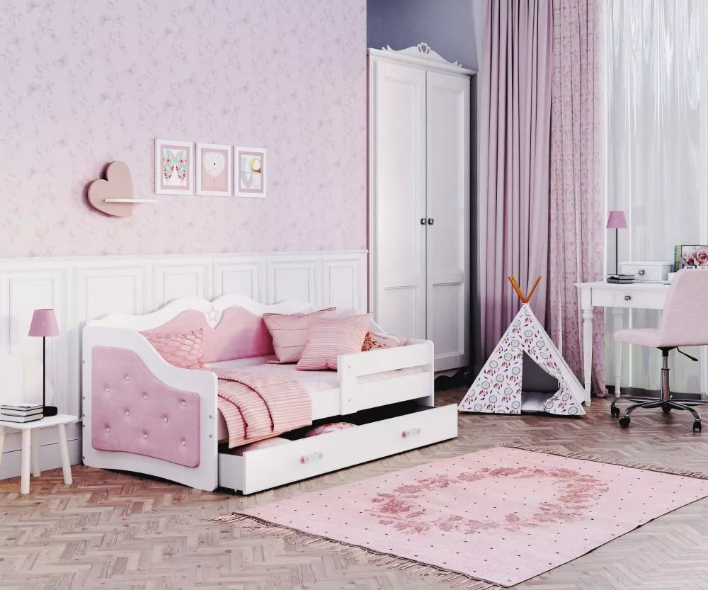 Bērnu gulta Lili T K ar stelāžu Guļamvietas platums: 80 cm, Guļamvietas garums: 160 cm, · 85 × 163 × 65 cm