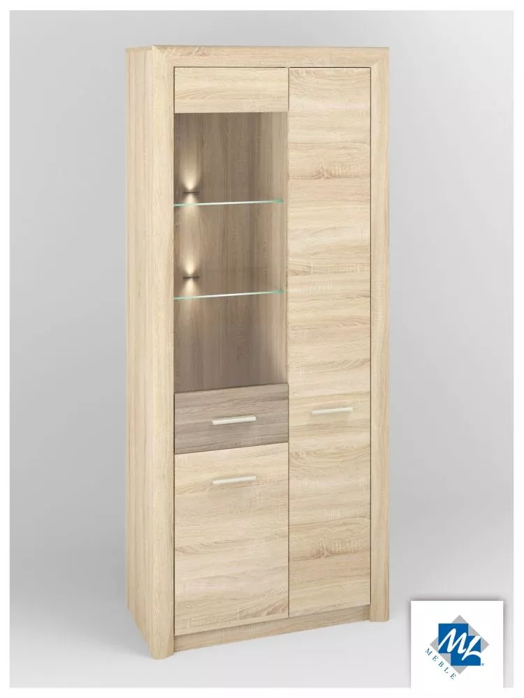 Grāmatu skapis Castel 02/s ar LED Korpusa krāsa: sonoma, Elementu krāsa: sonoma trifele, · 85 × 43 × 201 cm