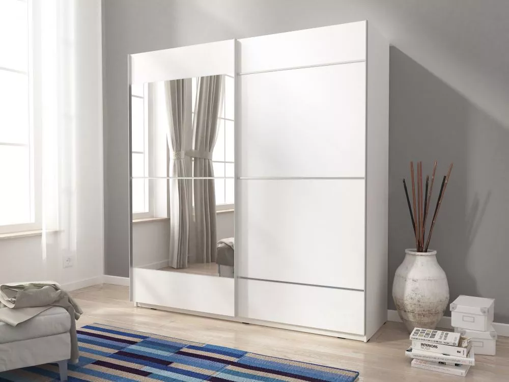 Skapis Mika 4 · Balts · 150 × 63 × 214 cm