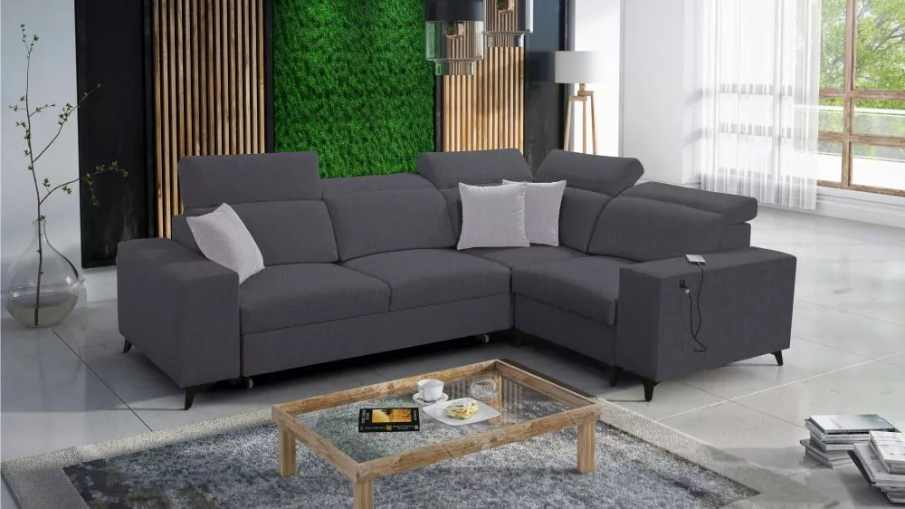 Dīvāns Bartone 2 Mix Standard · Tumši pelēks · 203 × 283 × 83 cm