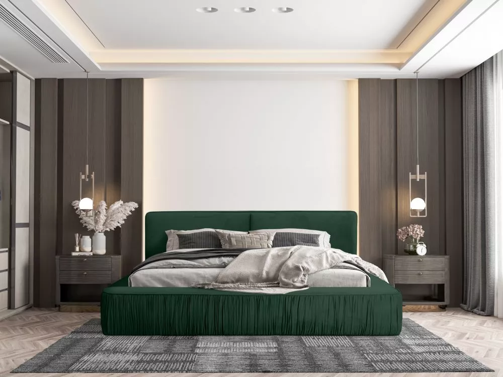Gulta Naomi Standard ar stelāžu Guļamvietas platums: 160 cm, Guļamvietas garums: 200 cm, stelāžas tips: koka, · Zaļš · 1