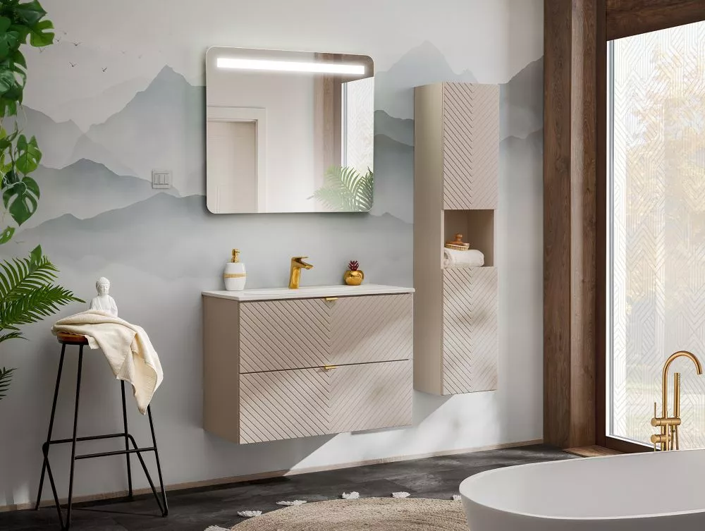 Vannas istabas komplekts Viva Cashmere Set 80 Sky 3 ar LED · Kašmira · 40 cm
