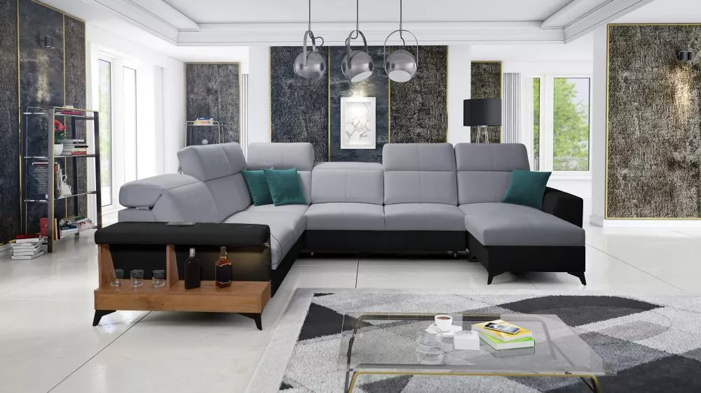 Dīvāns Belutti 8 Lancelot Standard · Pelēks + melns · 288 × 362 × 84 cm