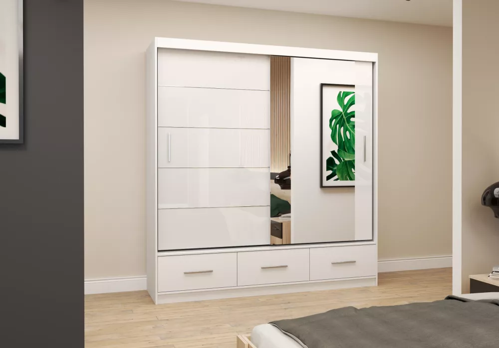 Skapis Florence Gloss · Balts · 204 × 61 × 218 cm