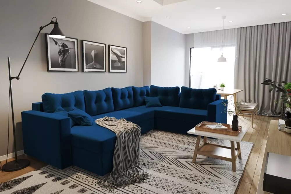 Dīvāns Milano Premium standard · Zils · 203 × 306 × 93 cm