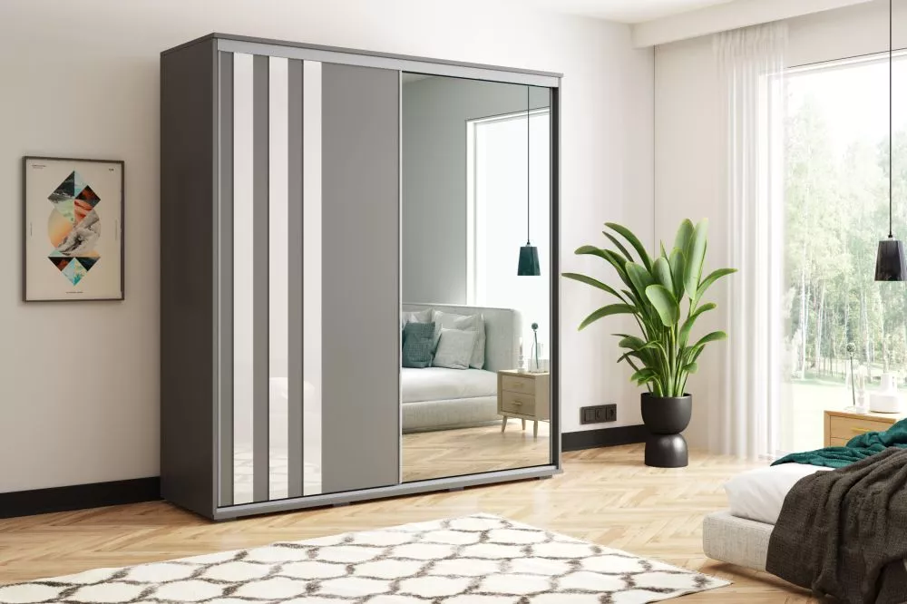 Skapis Modern A8 · Grafīts · 200 × 62 × 215 cm