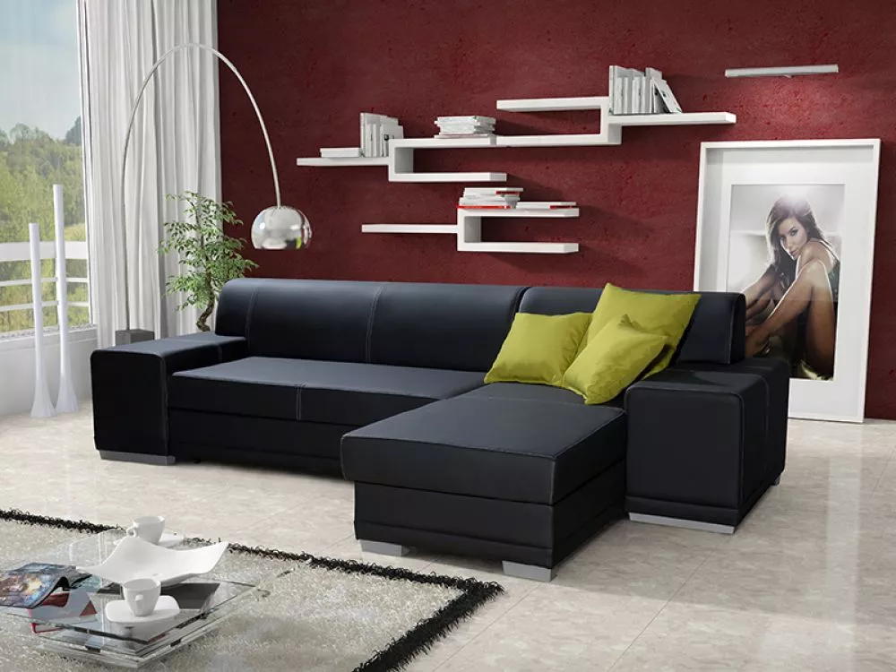 Dīvāns Vera Twin Standard · Melns · 160 × 281 × 73 cm