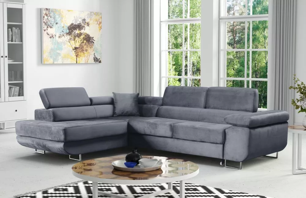 Dīvāns Blau L Standard · Pelēks · 200 × 270 × 90 cm